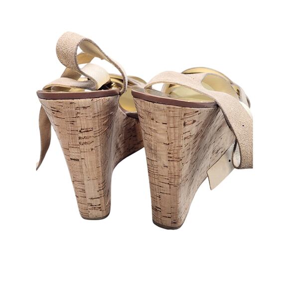 Michael Kor's Suede Wedges Women's 11 Cork Sandals Tan - Picture 7 of 10
